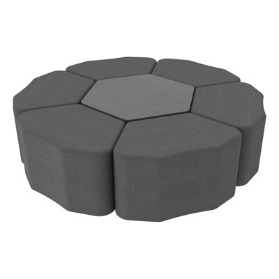 Pro Series Hexagon Ottoman Table with Petal Seating, 7-Piece Set