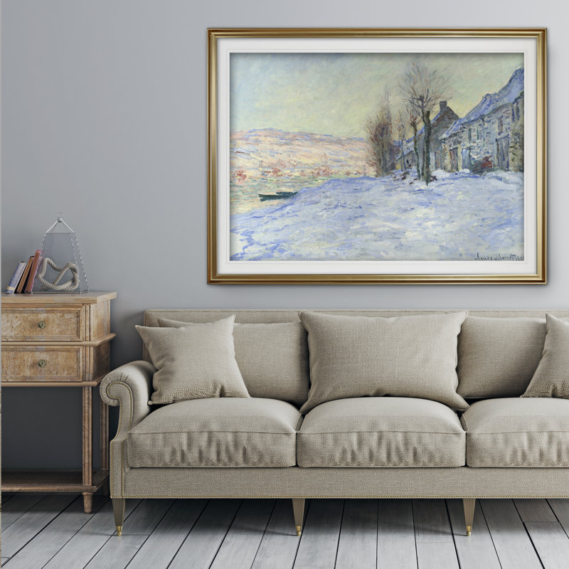 «Sun and Snow» par Claude Monet, reproduction, H 24 po x l 32 po x P 1,5 po, Cadre doré