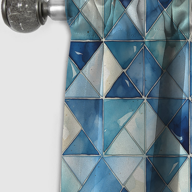 Rustique cobalt treillis Elegance II - Rideau abstrait - Rideau géométrique occultant - 1 panneaux, L 52 po x L 63 po