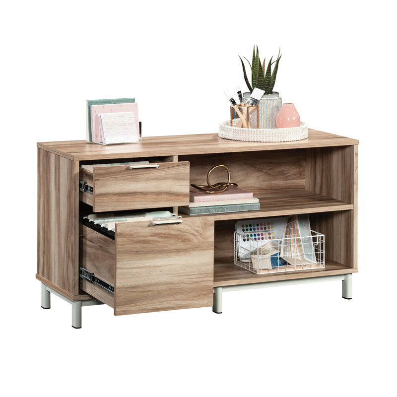 Unité de rangement à finition bois pour le bureau personnel - Dimensions spacieuses, tiroirs pleine extension, armoire coulissante facile à assembler, espace généreux, gestion à deux câbles, configuration personnalisable