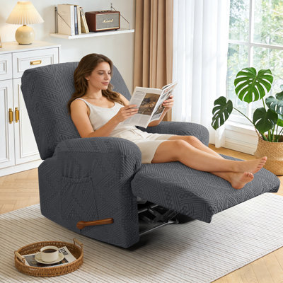 Harriet Recliner Chair Covers 3 Pieces Box Cushion Sofa Slipcovers Stretch Polyester Armchair Couch Cover with Pockets