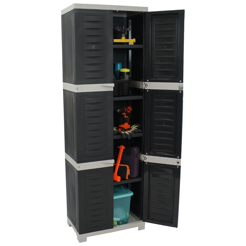 Armoire de rangement verrouillable avec 4 tablettes réglables - 71 po (1,8 m), Gris anthracite / bordure grise