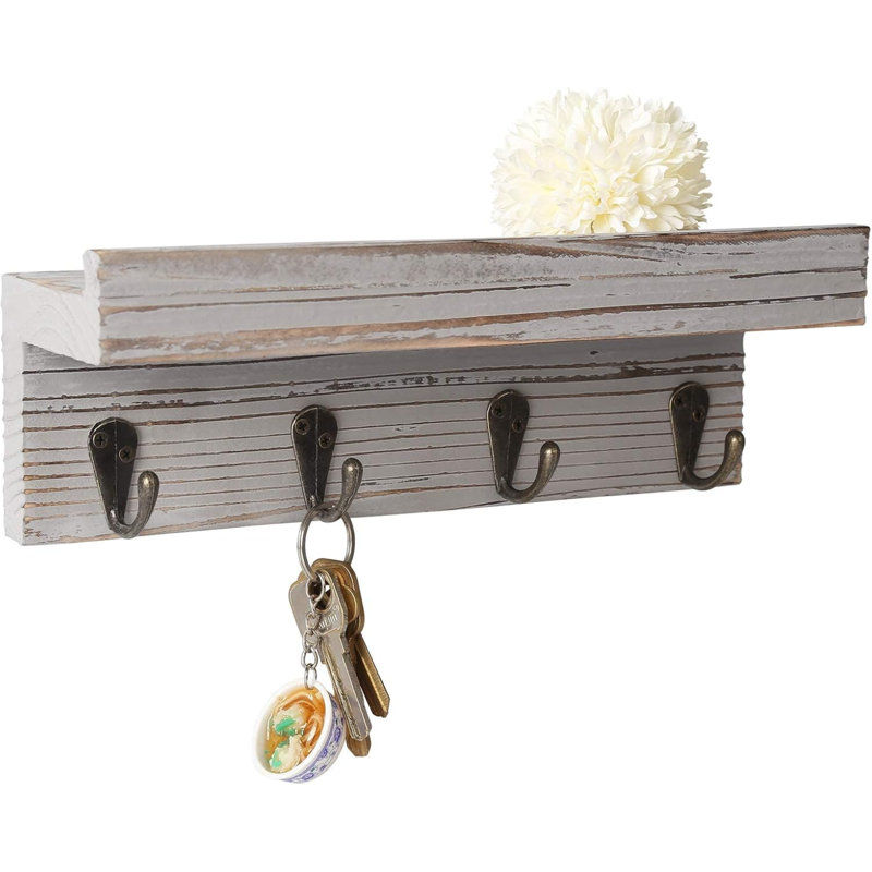 Worchester Wall Organizer with Key Hooks, Grey, 7.5cm H x 25cm W x 7.5cm D