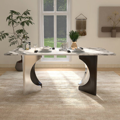 79" Marble Dining Table For Kitchen