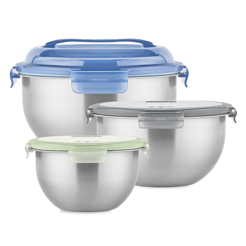 Ensemble de 6 bols à mélanger en acier inoxydable Pyrex