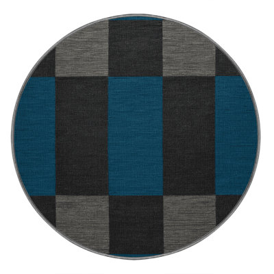 Machine Washable Checkered Gray Area Rug