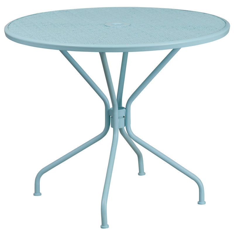 Round 2 - Person 35.25" Long Bistro Set, Sky Blue