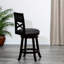 Chaise pivotante à hauteur de comptoir 24 po Finish. Siège en tissu gris anthracite. Structure en bois franc stable. Conception à pieds évasés. Tabouret rembourré confortable avec tissu, sièges modernes