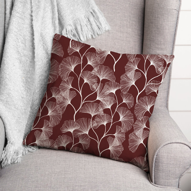  Coussin décoratif floral intérieur / extérieur en polyester, H 18 po x l 18 po, Rouge