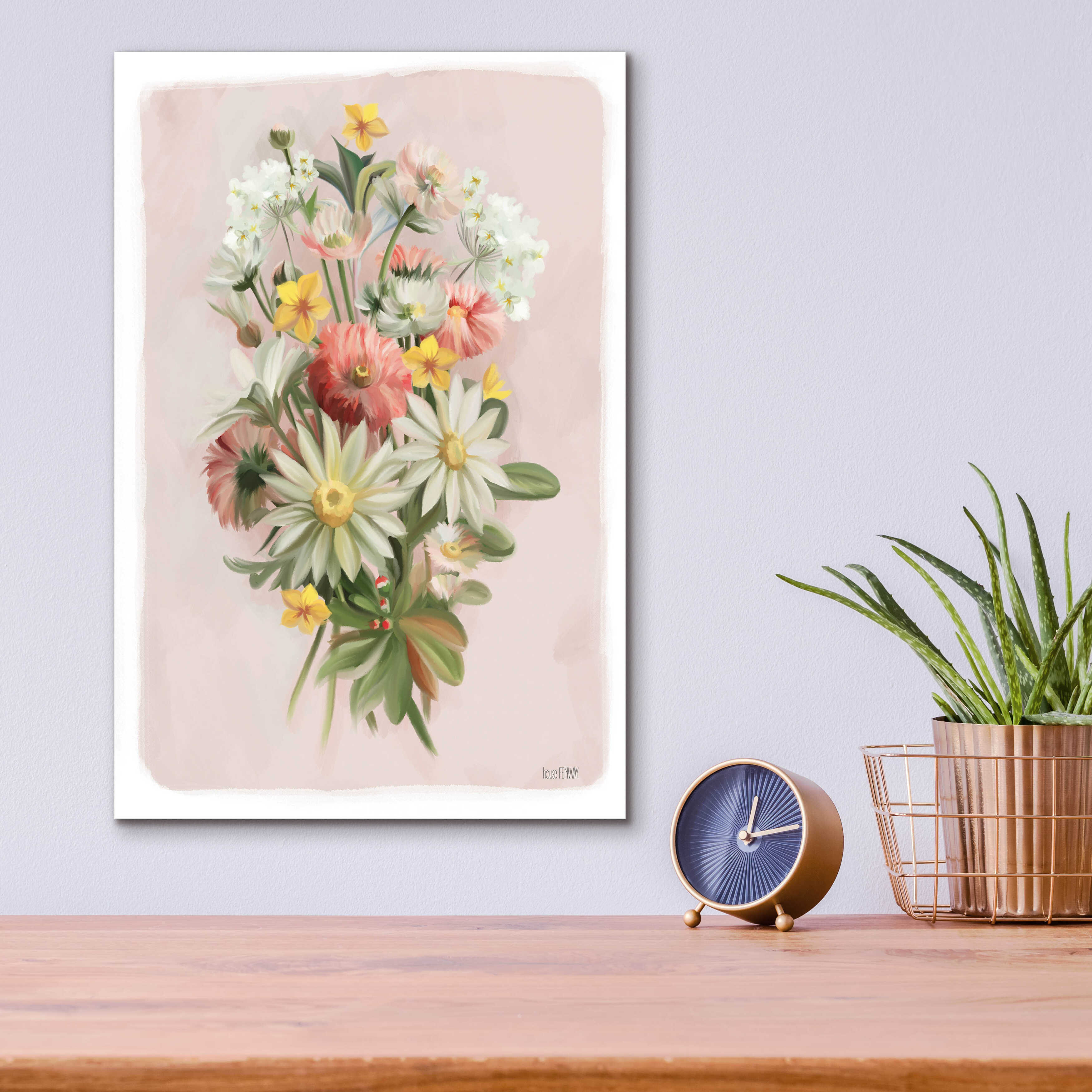 Watercolor Wildflowers, Neutral Summer Florals Digital Art Print