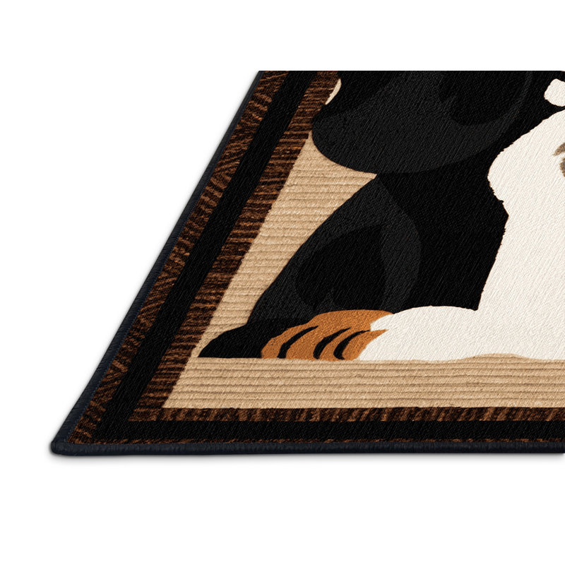 Tapis lavable noir et brun clair pour chiens Coonhound, Rectangulaire 3 pi x 5 pi