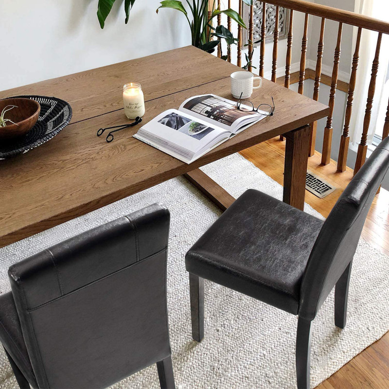 Upholstered Parsons Dining Chair, Ordinary PU Leather Black