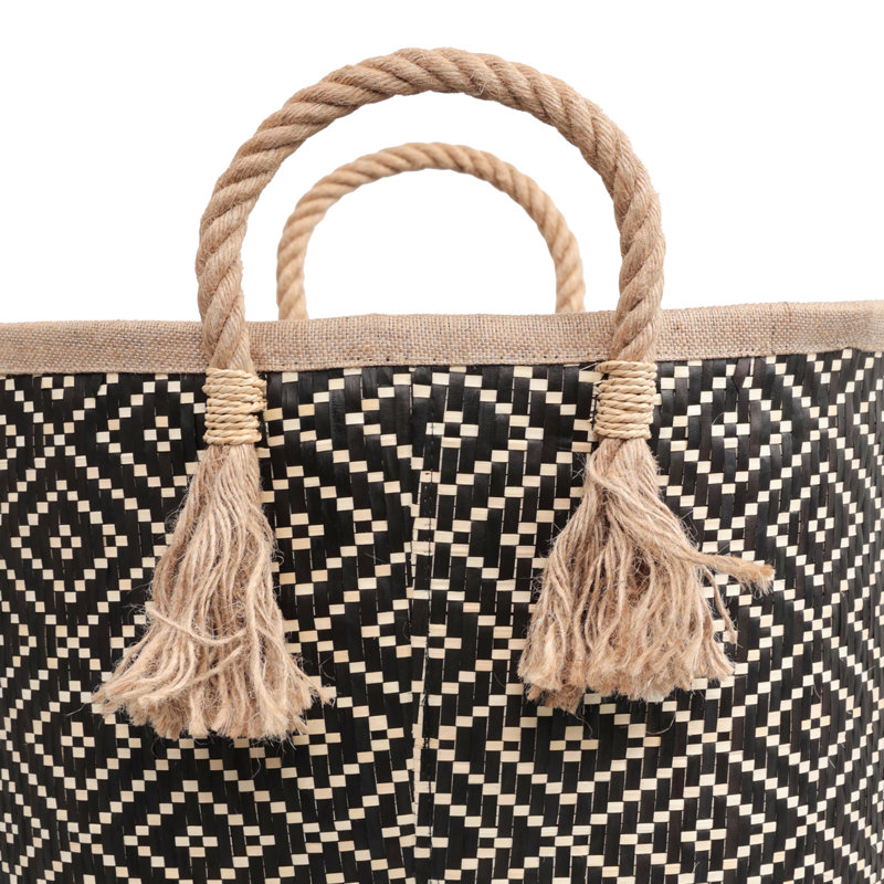 Ensemble de 3 paniers de rangement Celia Rustic Coastal, Naturel/noir