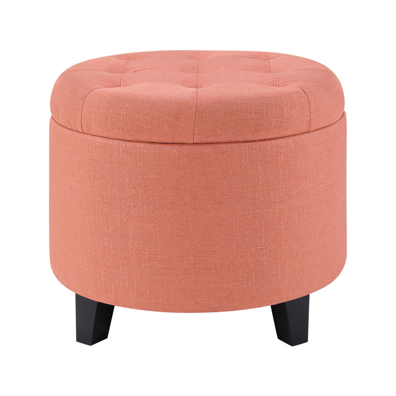 Repose-pieds rond avec rangement capitonné 19,75 po Avers, Tissu corail