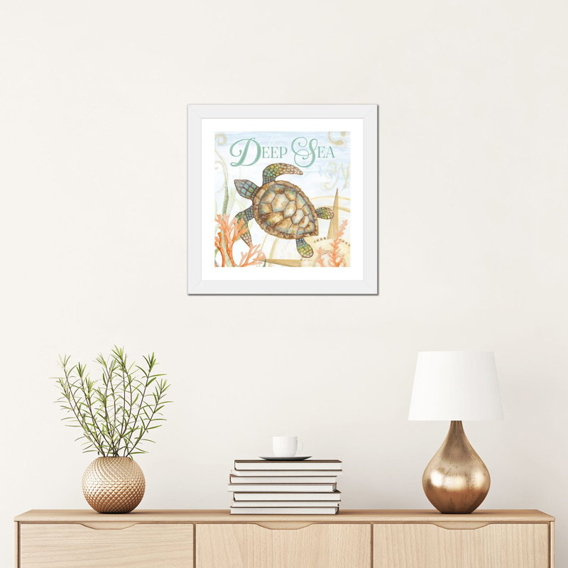 «Deep Sea» par Janice Gaynor - reproduction imprimée, Papier encadré blanc, H 16 po x l 16 po x p 1 po, Blanc