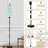  68.5" Standing Floor Lamp Delicate White Floral Turquoise Dimmable Metal Pole Lamp with Linen Lampshade LED Bulb Included