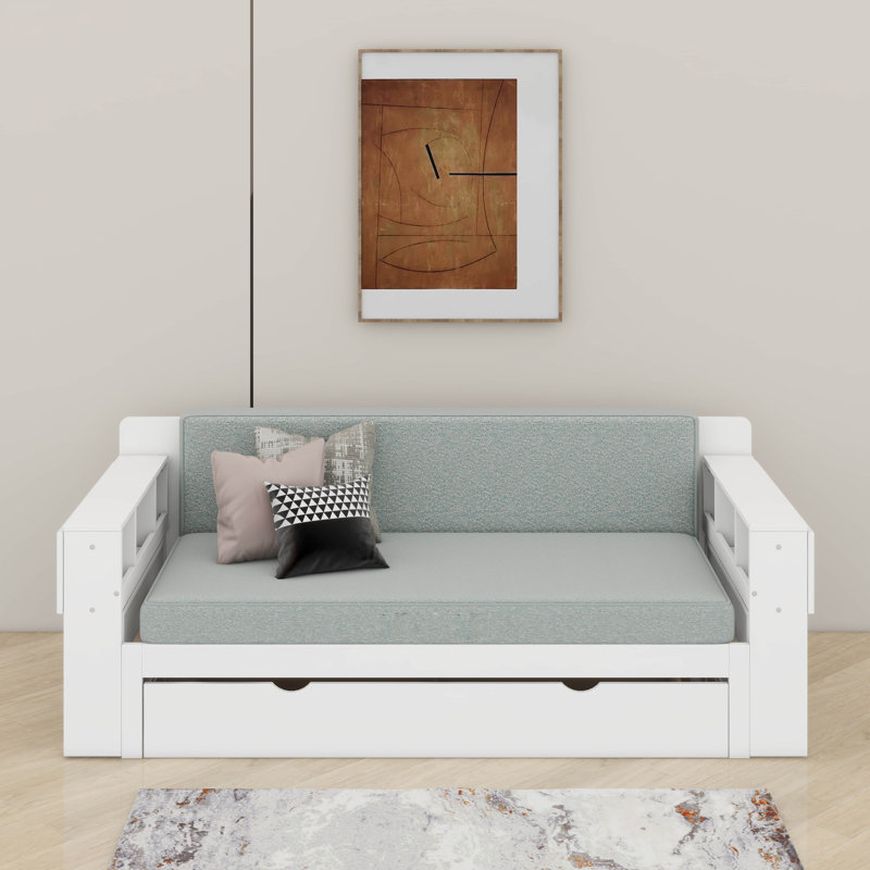 Queen Size Daybed With Desk,Drawers And Table, Queen, White