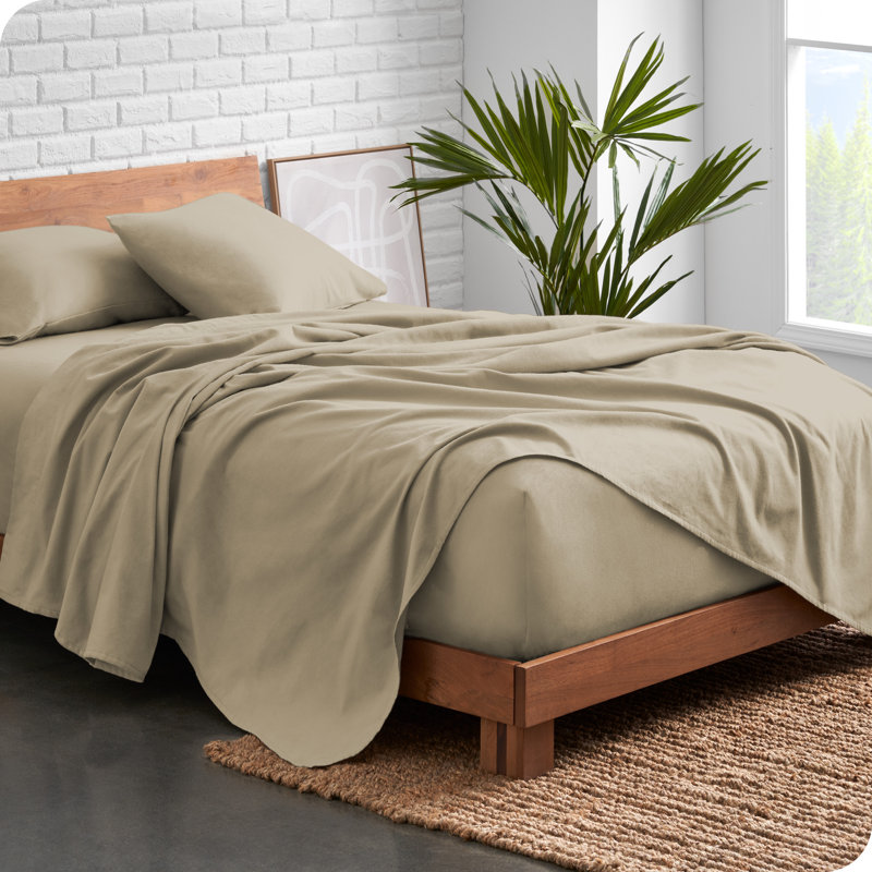 Twin Sand Organic Cotton Flannel Deep Pocket Sheet Set