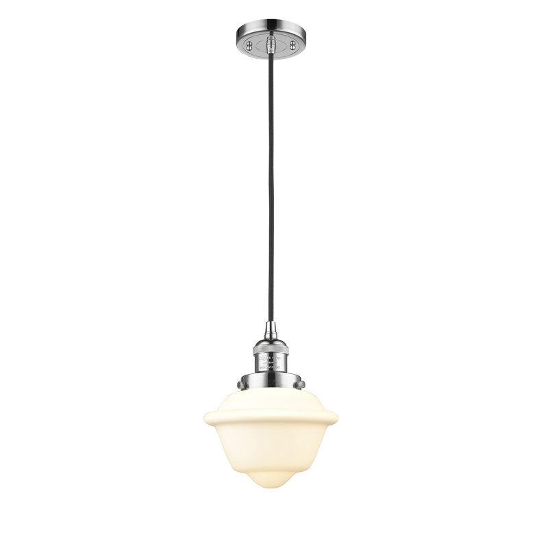 Luminaire suspendu 1 lumière Coddy, Boîtier blanc mat, Ampoule non incluse, Chrome poli