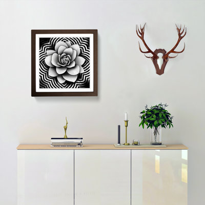Magnolia Flower Op Art No.2 - Single Picture Frame Print on Wood