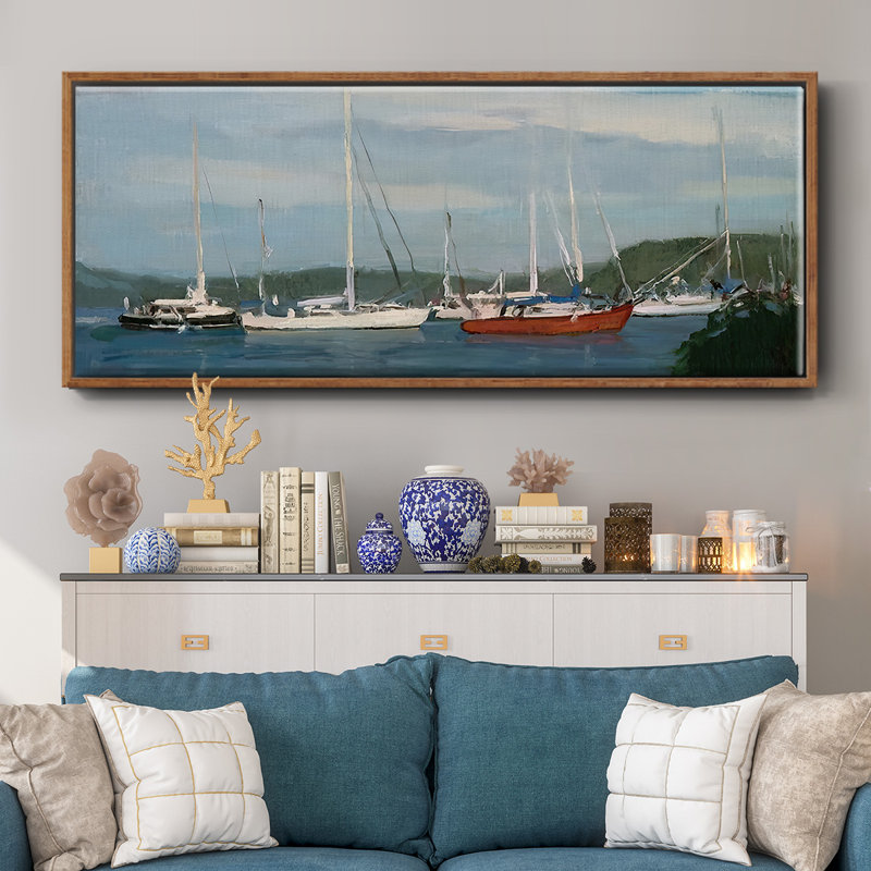 Waiting  to Sail- Framed Canvas, 12" H x 30" W