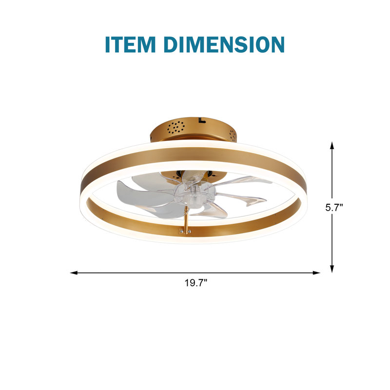 Ventilateur de plafond encastré moderne de 20 pouces avec lumières et contrôle APP, ventilateur de plafond à profil bas sans pales, moteur à courant continu réversible pour chambre à coucher