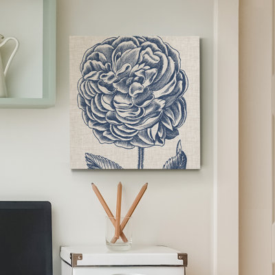 « indigo floral on lin v »-reproduction de peinture sur toile tendue