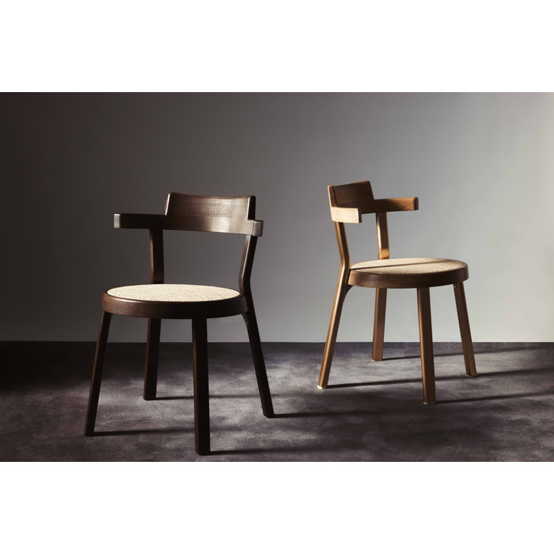Pagoda Solid Wood Arm Chair, Natural Oak