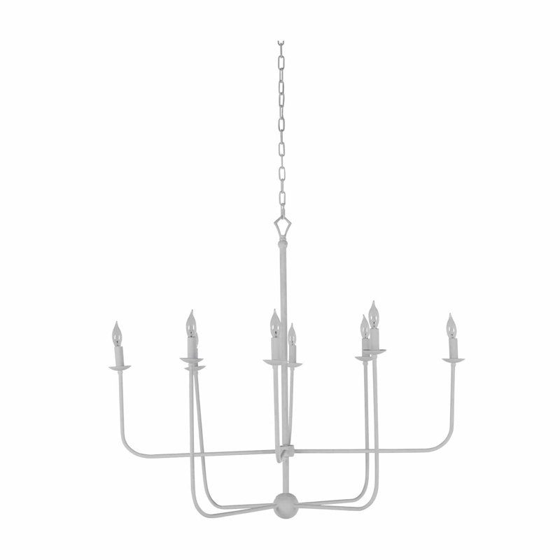 Lilly 8 - Light Candle Style Chandelier, Plaster White