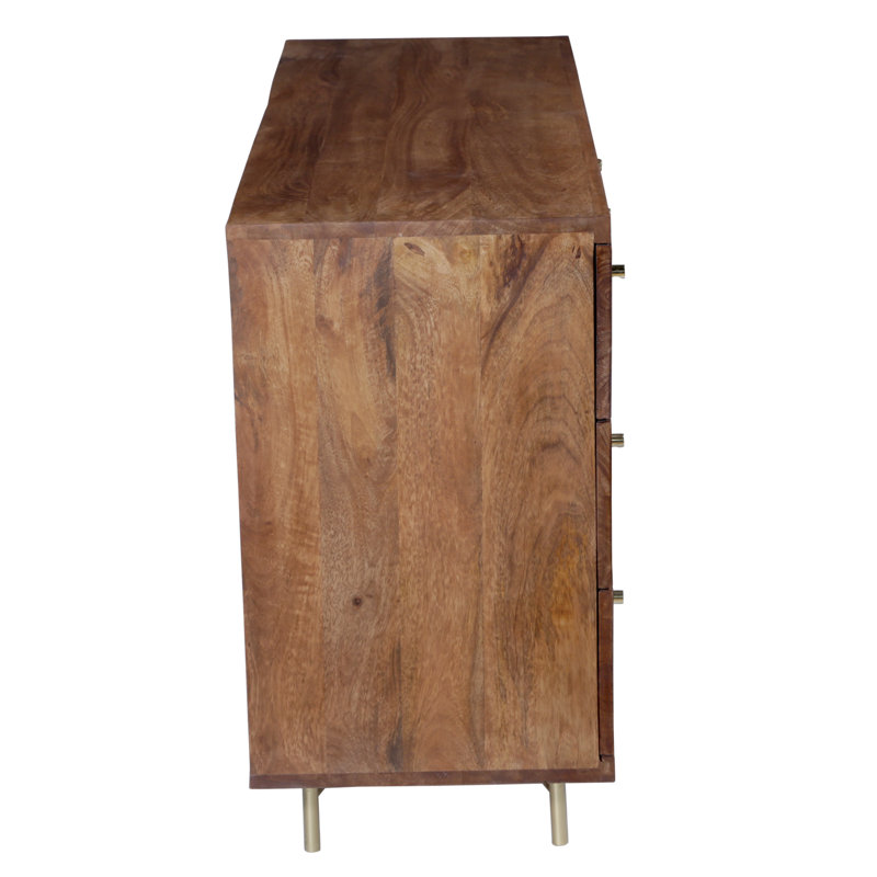 Miser Solid Wood 117 cm W Chest of 8 Drawers, Walnut