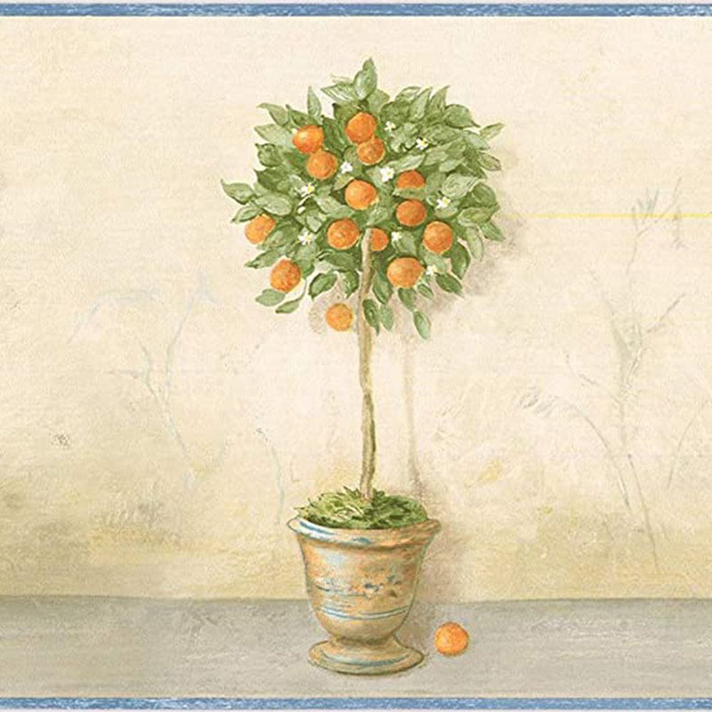Bordure de papier peint à motif d'arbres fruitiers avec poires Andoranges