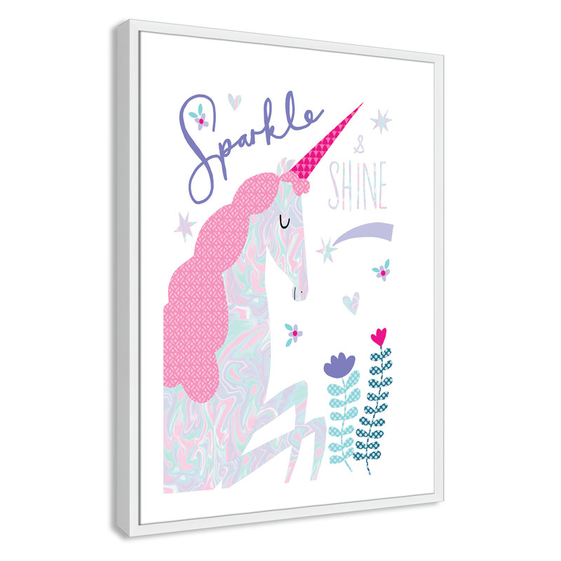 «Sparkle Unicorn», art encadré, H 34,5 po x l 24,5 po x P 0,63 po, Cadre blanc