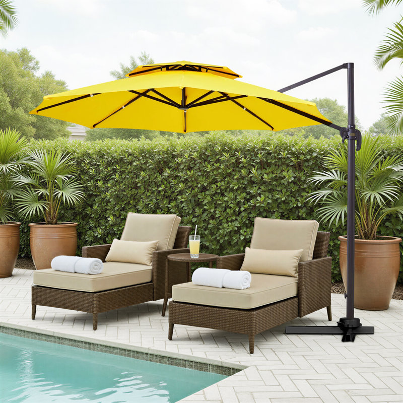 Parasol en porte-à-faux Pulk, Jaune, L 132 po x P 132 po