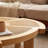 39.4" Modern Gear-Design Rattan Coffee Table, Rubberwood Frame, Handwoven Living Room Table