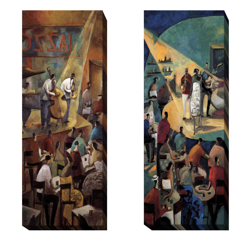 « jazz club », ensemble de 2 reproductions sur toiles tendues, H 48 po x l 32 po