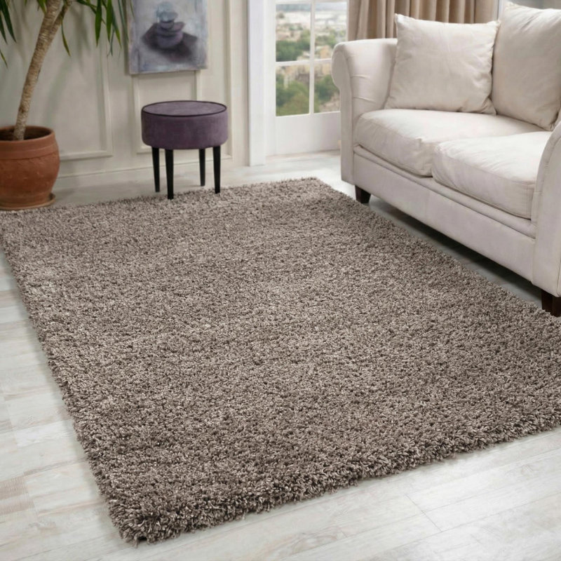 Esterly Light Beige Shaggy Rug, Rectangle 120 x 170cm