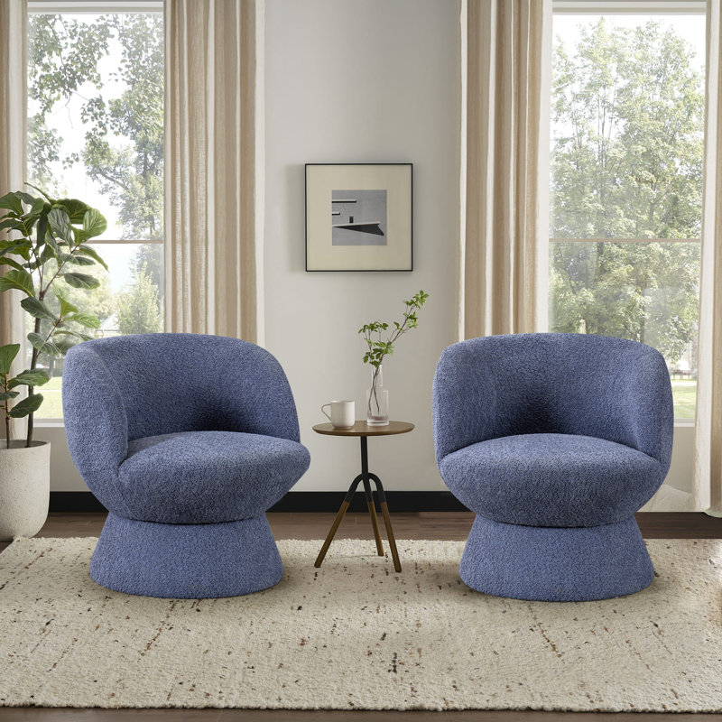 Fauteuil demi-tonneau pivotant de 28,5 po Joclyn, Polyester bleu