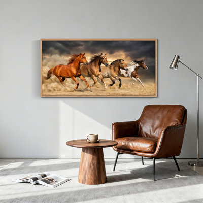 Tableau encadré sur toile « Chevaux au galop », 122 x 61 cm (48 x 24 pouces), 1 pièce