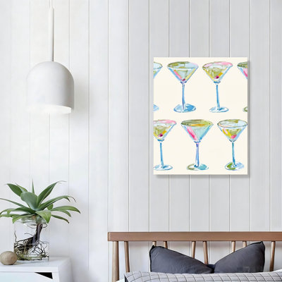 «Blue Trendy Cocktail Art Print», impression moderne sur toile de style BCBG, impression sur toile moderne pour le salon, L 20 x l 16