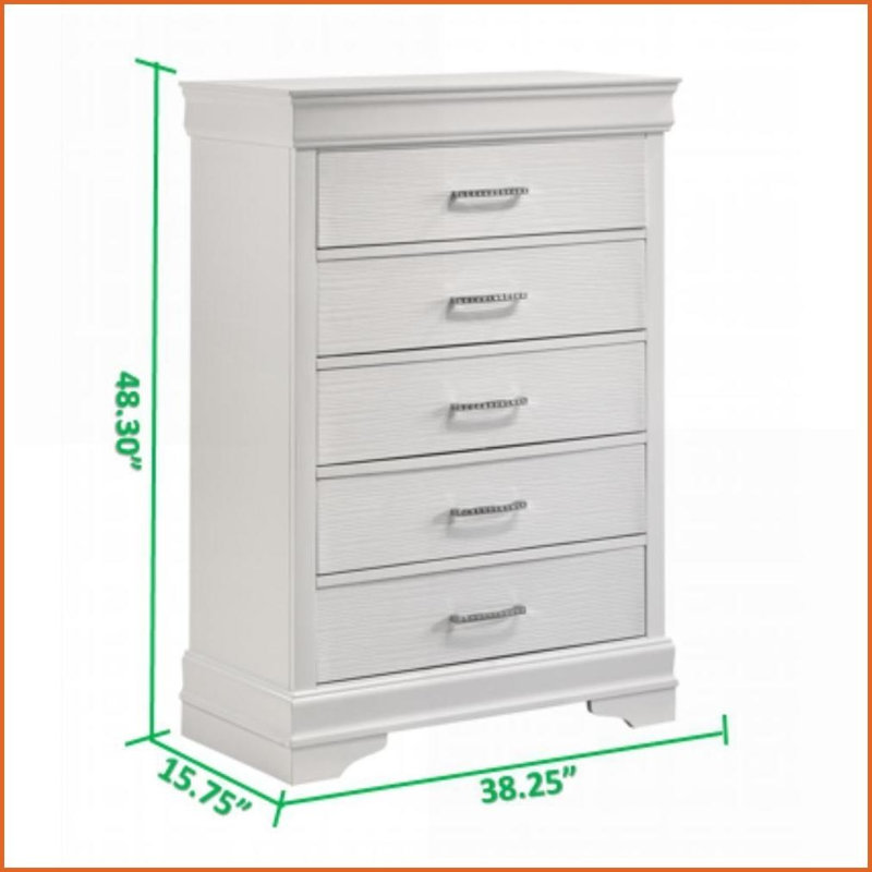 Commodes et amp; Armoire, commode moderne à 5 tiroirs | Bois manufacturé | Blanc