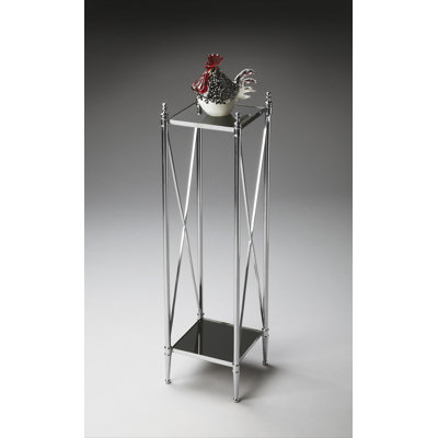 Deidre Glass & Metal Pedestal Plant Stand