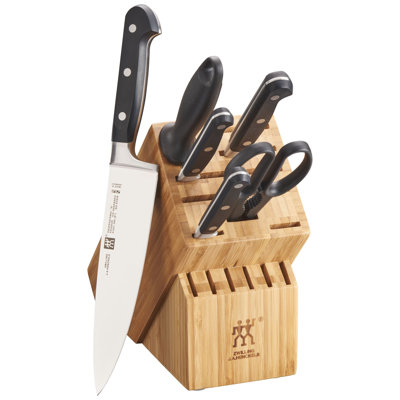 ZWILLING Professional S Knife Set with Block, Chef s Knife, Serrated Utility Knife, 7 Piece, Bamboo