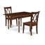 L'ensemble de table de salle à manger 3 pièces pour petits espaces contient une table de salle à manger rectangulaire avec Dropleaf et 2 chaises rembourrées en tissu de lin, 36 x 54 pouces, acajou-1930656287-1930656282-1930656286
