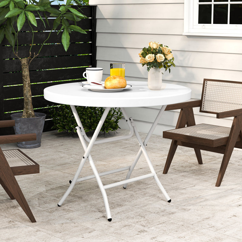 Round 2 - Person 80Cm L Outdoor Bistro Table, White
