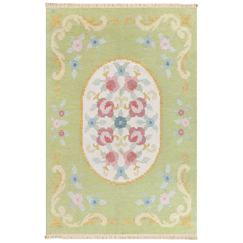 Tapis floral lavable à la machine 100% coton 4 pi x 6 pi