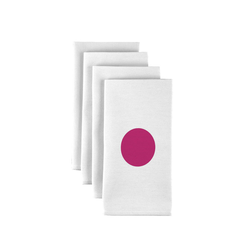 Polyester Polka Dots Square Napkin, Hot Pink