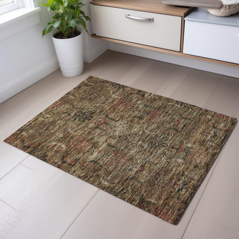 Premium Machine Washable Dahl AMF1082 Damask Rug, Rectangle 1'8" x 2'6"