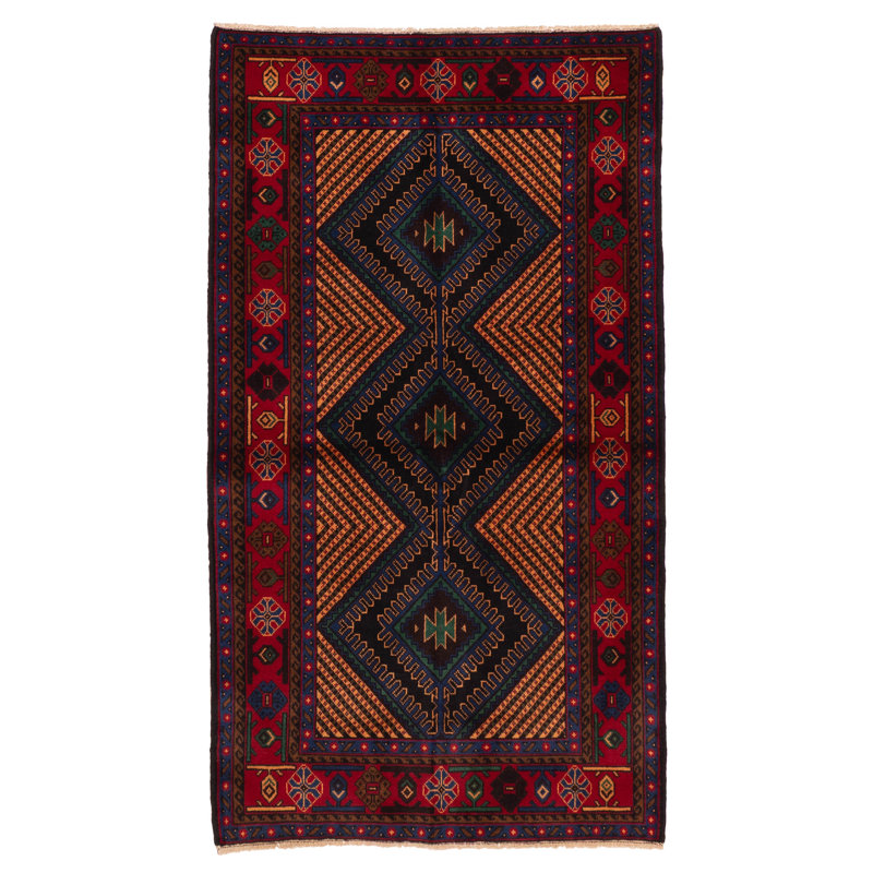 Tapis bleu marine Teimani 3 pi 6 po x 6 pi 3 po