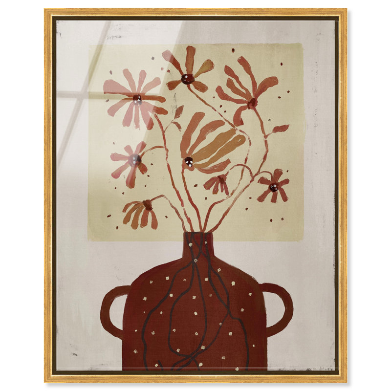 Cherry Flower Vase Print by Oliver Gal, 46" H x 37" W, Gold Floater Frame