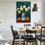 Nature morte moderne vintage, fleurs blanches et agrumes orange dans un vase en porcelaine bleue, illustration graphique 45 x 30 cm - Décoration de salon-133896057